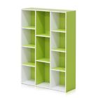 11107wh-gr Furinno Reversible Open Shelf Bookcase White Green 816718024531