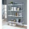 192551222717 Benzara Four Shelf Metal Bookcase With Geometric Sides