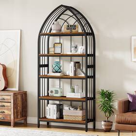 1easylife 036659097481 5-tier Bookshelf Bookcase With Unique Bow Design Top For