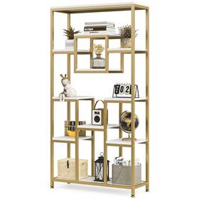 1easylife 648722198454 71 Inch Bookcase Bookshelves Modern White Gold Etagere