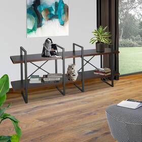 2 Tire Long Open Shelving 353012601254 2-tier Longer With By Davee Furniture Inc - Walnut 70.86 28.35 11
