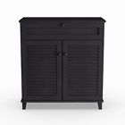 00887178597316 21490201 Unbranded Wooden Espresso Storage Cabinet Shelves Door Foyer
