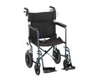 330b Nova Transport Chair 20 Wide With Hand Brakes Swing Away Footrests Blue 652308330206