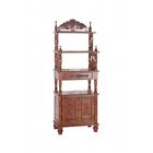 3810 International Caravan Carved Wood Door Bookshelf Brown Stain 700493380046