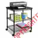 73555520729 5207bl Safco Desk Side Wire Machine Stand Three-shelf 24w X 20d 27h Black