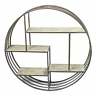 842822184946 Benzara Round Metal Wall Shelf With Wooden Shelves