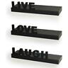 Yu075 878073003149 Danya Decorative Live Love Laugh Wall Shelves Black