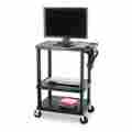 8933bl Safco Three-shelf Height-adjustable Cart 27-3 4w X 18-1 2d 42h Black 073555893328
