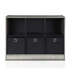 99940gyw-bk Furinno Basic Bookcase Storage With Bins French Oak 019962056369