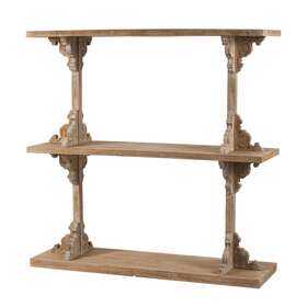 A And B Home 805845449935 A&b Whitewash Natural 2-tier Scrollwork Wooden Shelf White French Country