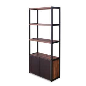 Acme 840412123801 Shay Bookcase In Walnut And Sandy Black Brown Industrial