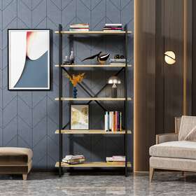 Ada Home Decor 705333804669 Elstonii Modern Bookcase Oak/black 70.9ftft H X 35.4ftft W 13.4ftft D