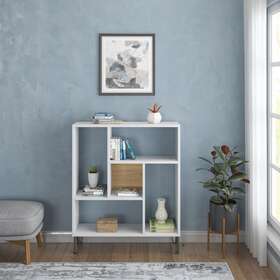 Ada Home Decor 736684952426 Arven Modern Bookcase White/oak 42.5ftft H X 35.4ftft W 9.8ftft D