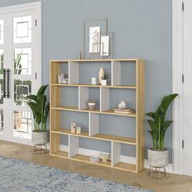 Ada Home Decor 736684952846 Hodbi Modern Bookcase Oak/white 57.1ftft H X W 9.8ftft D