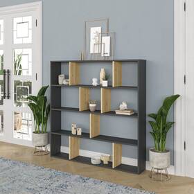 Ada Home Decor 736684952877 Hodbi Modern Bookcase Anthracite/oak And Contemporary