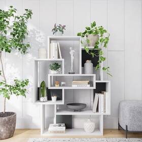 Ada Home Decor 742833158724 Bernard Modern Tall And Narrow 6 Tier Shelf Etagere Bookcase / White/anthracite Mo