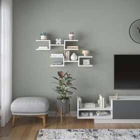 Ada Home Decor 742833159813 Welby Modern Wall Shelf - 6.69ftft H X 29.53ftft W 7.87ftft D White 29.53