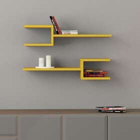 Ada Home Decor 742833159929 Webbs Modern Wall Shelf - 6.69ftft H X 29.53ftft W 7.87ftft D Gold/yellow