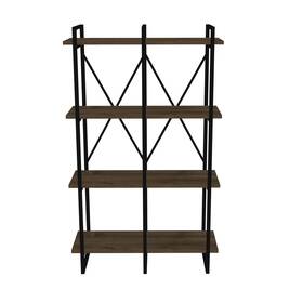 Ada Home Decor 742833197716 Elston Industrial Bookcase Walnut 47.24ftft X 13.38 Ftft 55.11ftft With Middle Separat