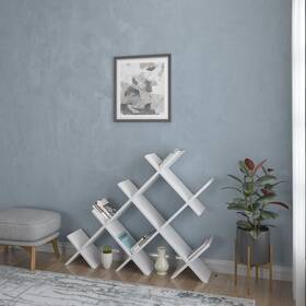 Ada Home Decor 759159595348 Malden Modern Bookcase White 37.2ftft H X 46.5ftft W 8.66ftft D