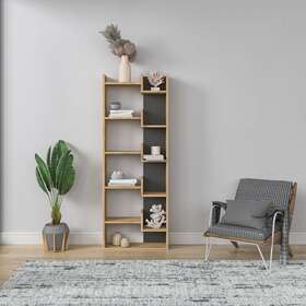 Ada Home Decor 761862274557 Bonaparte Modern Bookcase Oak/anthracite 64.17ftft X 53.4ftft 8.66ftft