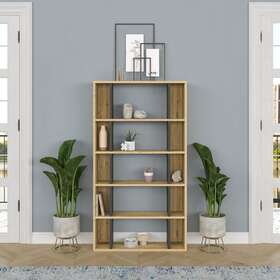 Ada Home Decor 785939016888 Sanborn Modern Bookcase Oak/anthracite 64.41ftft H X 35.43ftft W 9.84ftft D