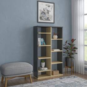 Ada Home Decor 785939017038 Keota Modern Bookcase Oak/anthracite 48.66ftft H X 28.35ftft W 9.84ftft D