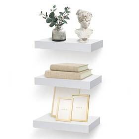 240408wh Ahdecor White Floating Shelves Set Of 3 - Modern Wall Mounted For Liv