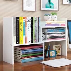 09083 Aleiodvn Expandable Wood Desktop Bookshelf Organizer Office Storage R