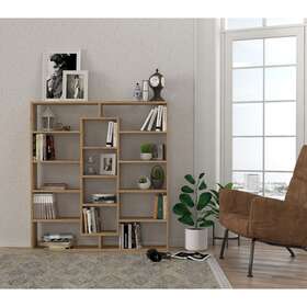 Ample Bookcase 680782052231 Modern Shelf Display 53ftft H X 49ftft W Oak And Contemporary