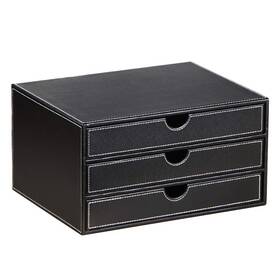 Hsc-0003 Arniche Leather Desk Organizer With 3 Drawers Stackable Storage Box For Jewelry/bill/