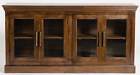 At-lancaster- Alder Tweed Lancaster Solid Wood Glass Door Bookcase Cabinet