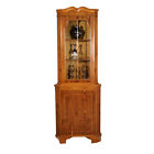 F-123-na Baa72 Antiques Vintage English Yew Wood Corner Cupboard Bookcase