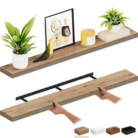 Ballucci Az-hafs09no-2 Floating Shelves 55 Inch Wood Wall Shelf Set Of 2 With Invisible Brack