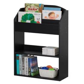 Basicwise 651355033474 Modern Wooden Storage Bookcase With Shelf Playroom Living Black