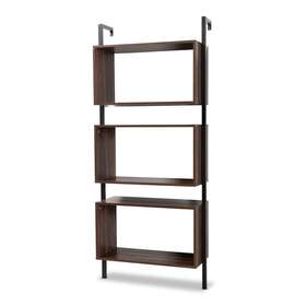 Baxton Studio 193271216208 Aldis Modern Industrial Metal And Wood 3-tier Display Walnut Brown Black