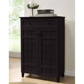 Baxton Studio 847321008656 Glidden Dark Brown Wood Tall Modern Shoe And Conte