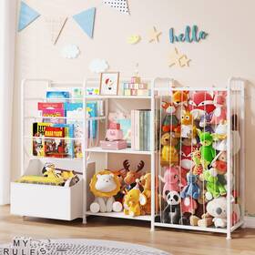 Bblike B0f9pd863z 3in1 Stuffed Animal Storage Organizer - Toy Kids Bookshelf Large