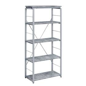Benjara 192551397866 Industrial Bookshelf With 4 Shelves And Open Metal Frame Silver Modern Contem