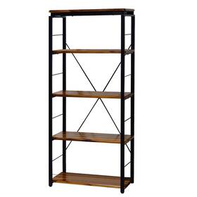 Benjara 192551397897 Industrial Bookshelf With 4 Shelves And Open Metal Frame Brown Modern Contemp
