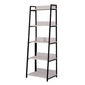 Benjara 192551411944 Wooden Frame Bookshelf With 5 Open Compartments Washed White Modern And Contempor