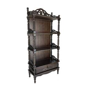Benjara 192551417328 Wooden Bookcase Shelf With Carved Details And Filigree