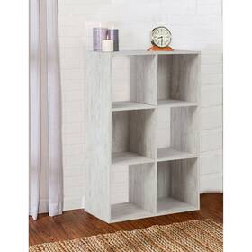 Benjara 192551533882 6 Cube Wooden Organizer With Grain Details Washed White Modern And Contempo