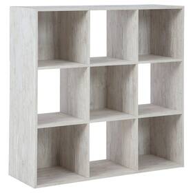 Benjara 192551533899 9 Cube Wooden Organizer With Grain Details Washed White Modern And Contempo