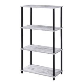 Benjara 192551605268 4 Tier Design Bookshelf With Metal Tubular Legs Antique White