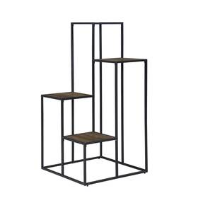 Benjara 192551858688 50 Inch 4 Tier Design Display Shelf Metal Frame Brown