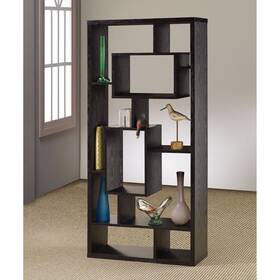 Benzara 192551024762 Asymmetrical Cube Black Book Case With Shelves Modern And Contemporary