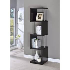 Benzara 192551054196 Well-made Four Tier Wood And Metal Bookcase Black Modern Contemporary