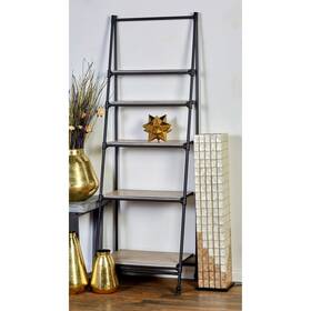 Benzara 758647655892 Black Wood 5 Shelves Shelving Unit Small