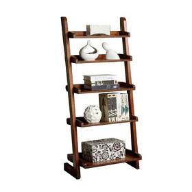 Benzara 842822149952 Lugo Transitional Style Ladder Shelf Antique Oak Finish Brown Americana